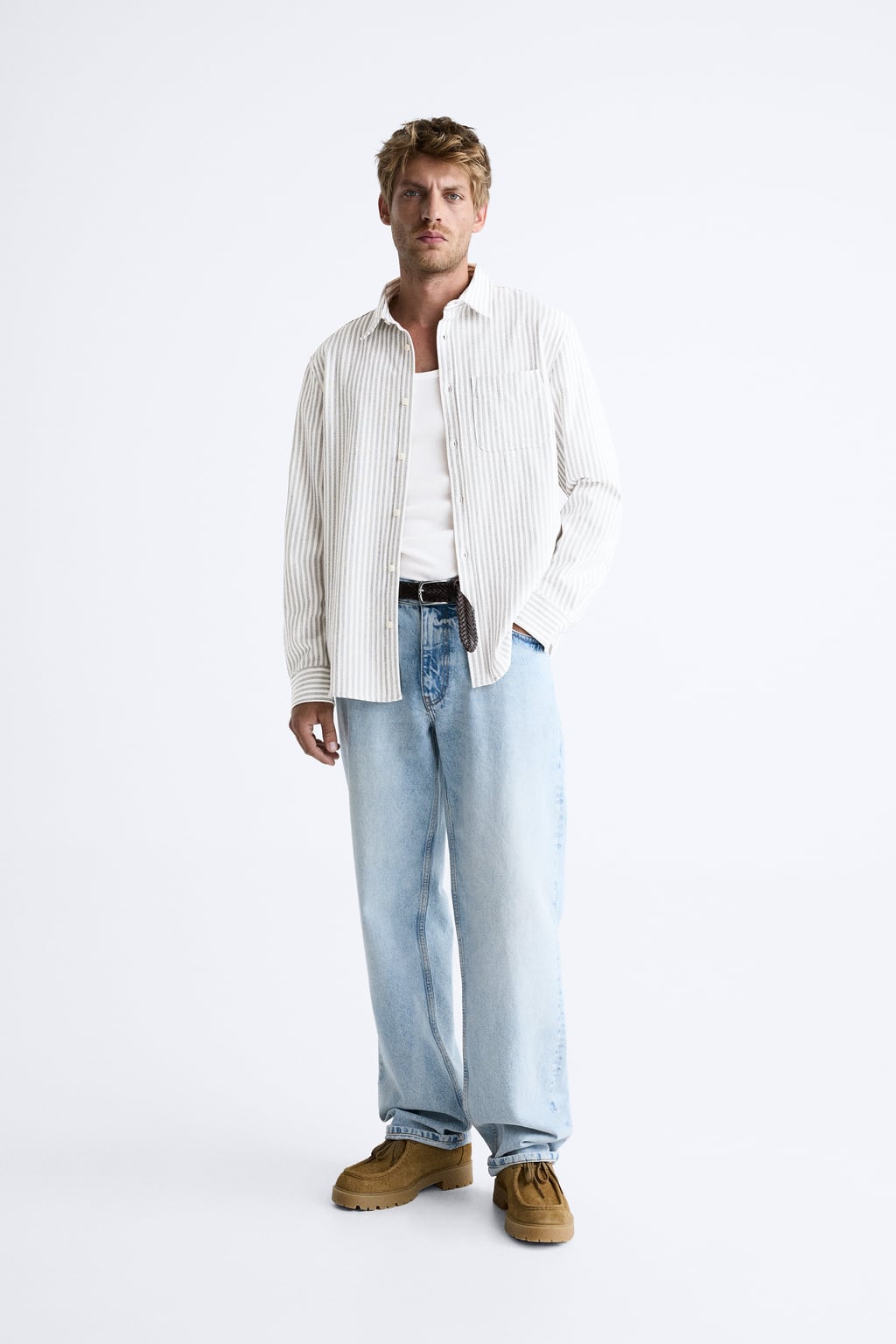 

Комфортная фактурная рубашка ZARA, синий
