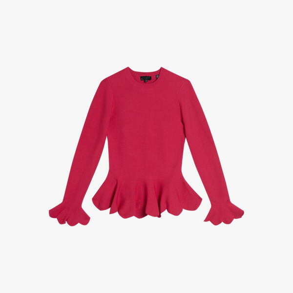 

Топ Lillyyy эластичной вязки с длинными рукавами и баской Ted Baker, розовый