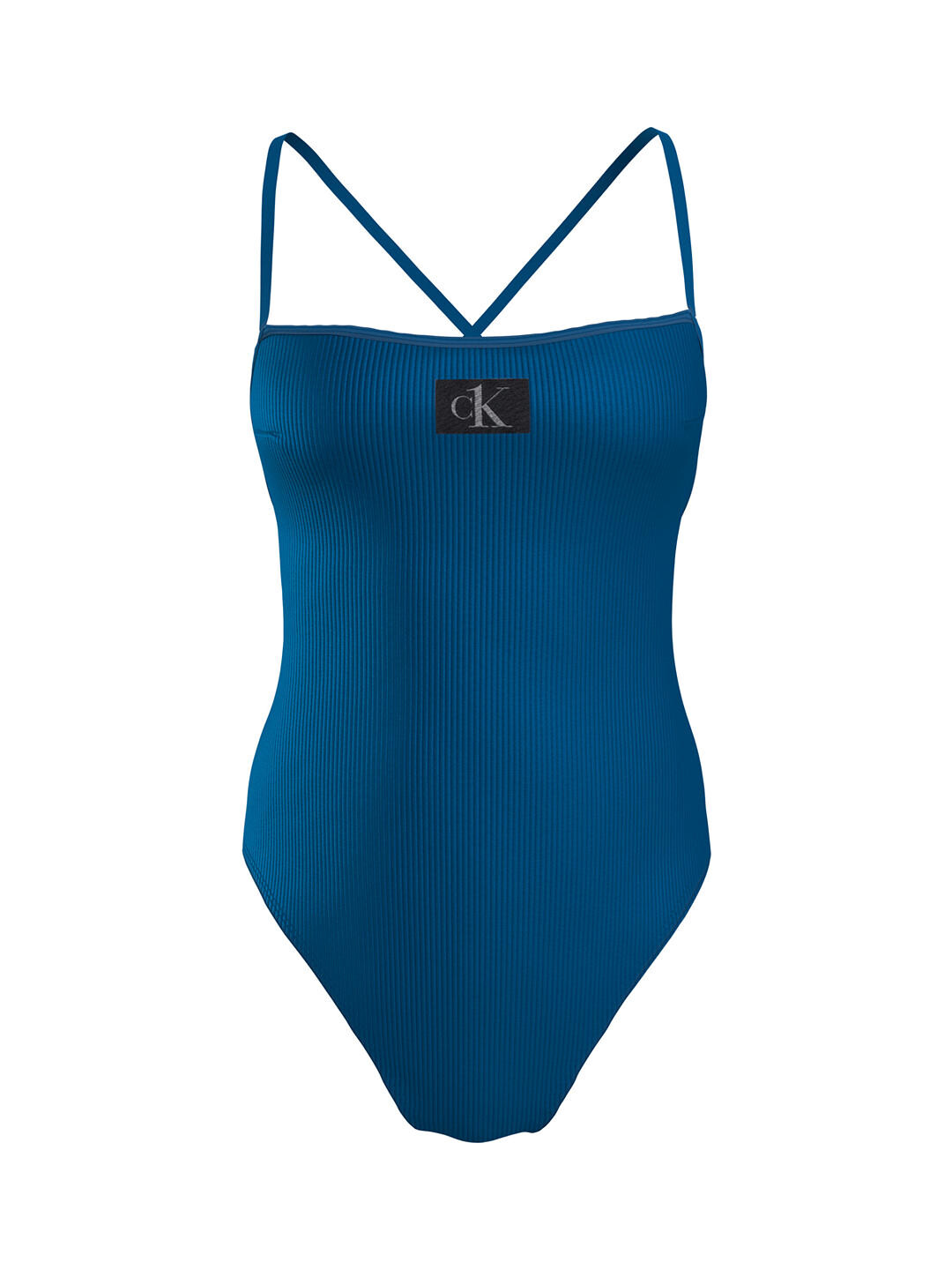 

Купальник в рубчик с логотипом Calvin Klein, цвет Regatta Blue
