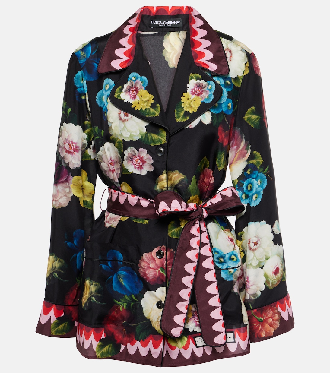 цена Шелковая рубашка с цветочным принтом Dolce&Gabbana, мультиколор