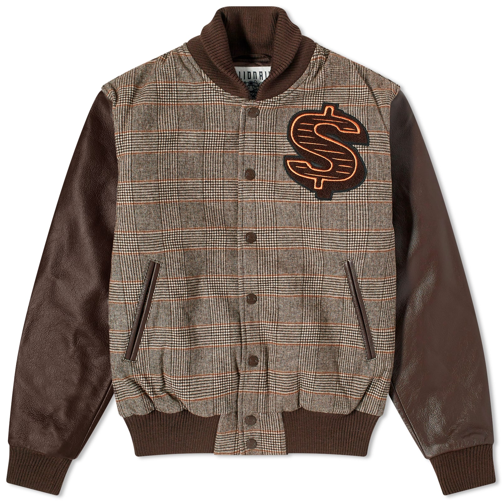 клуб миллиардеров dvd Куртка Billionaire Boys Club Leather Sleeve Varsity, цвет Brown Check