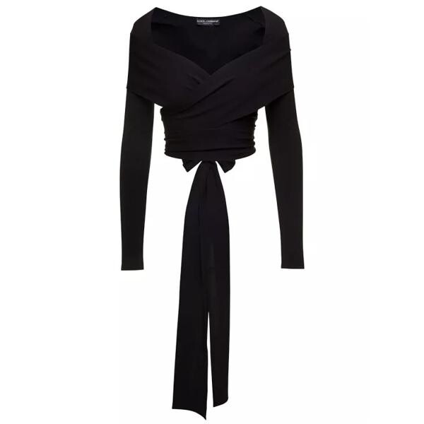 

Футболка tied-up top with sweetheart neckline in visc Dolce&Gabbana, черный