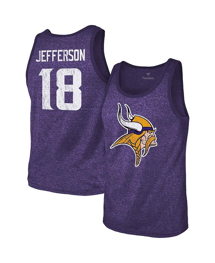 

Мужская футболка Justin Jefferson Heathered Purple Minnesota Vikings с именем и номером, футболка Tri-Blend Majestic, фиолетовый