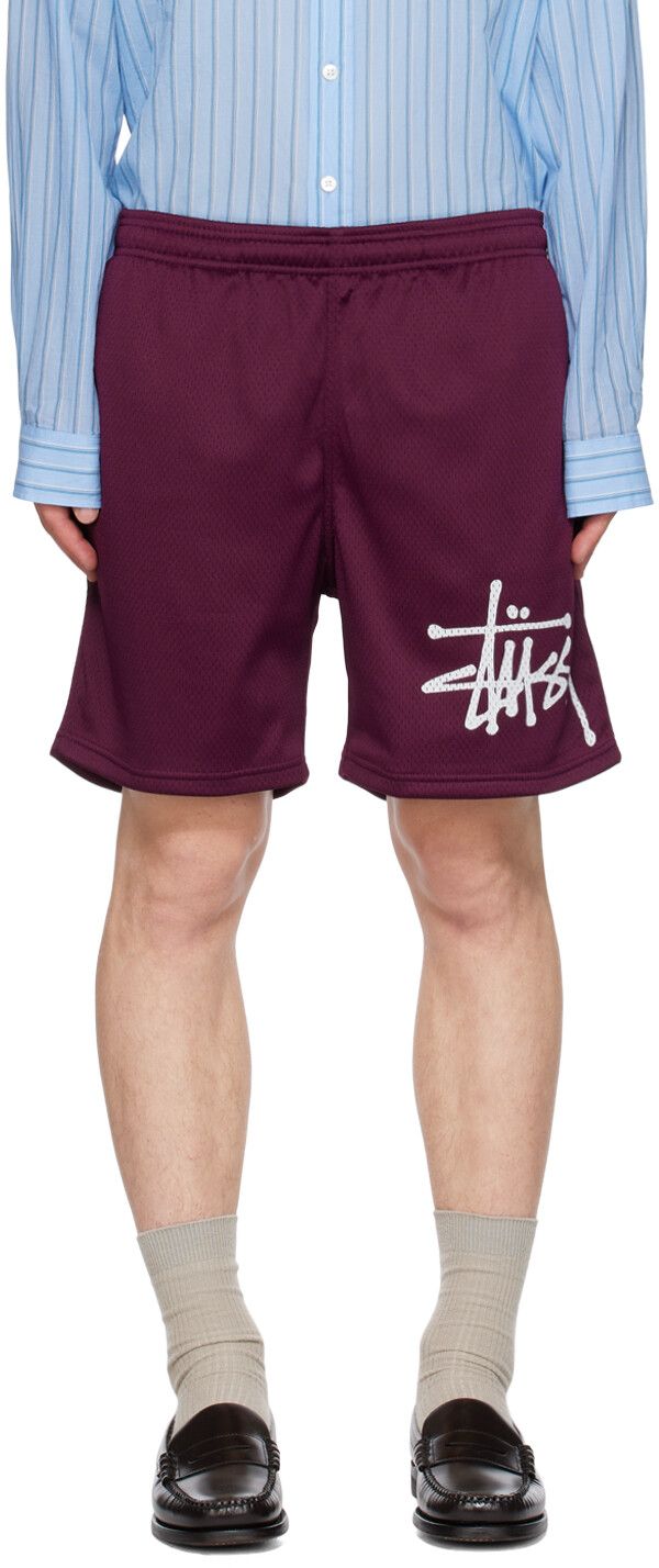 

Темно-красные шорты на шнурке Stussy