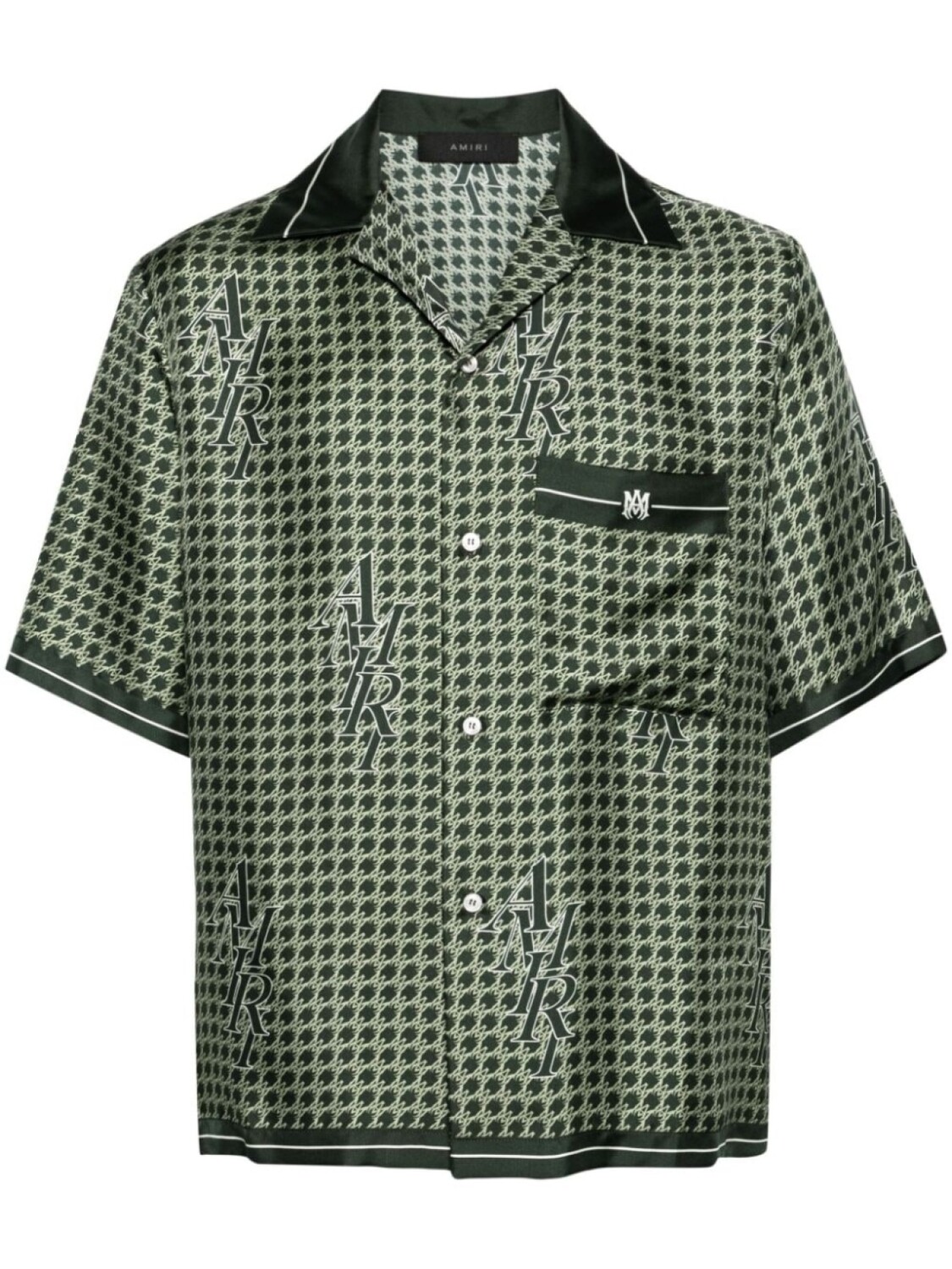 

AMIRI шелковая рубашка Staggered Houndstooth, зеленый