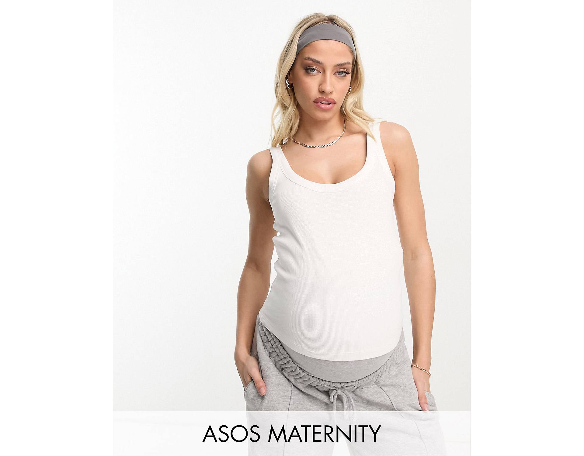 Белый жилет в рубчик с овальным вырезом ASOS DESIGN Maternity ASOS Maternity