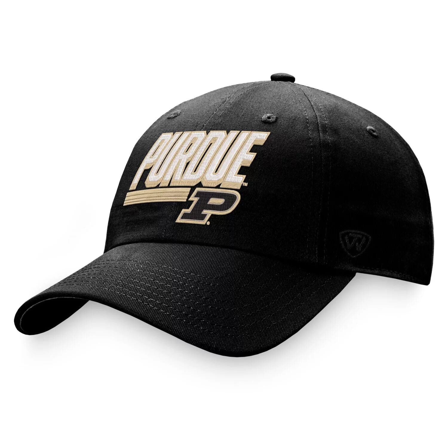 

Мужская регулируемая шляпа Top of the World черного цвета Purdue Boilermakers Slice