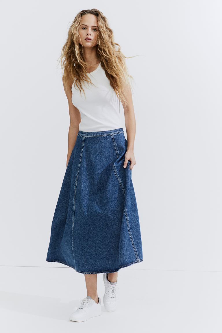 Джинсовая юбка А-силуэта H&M, синий юбка love republic 40 размер
