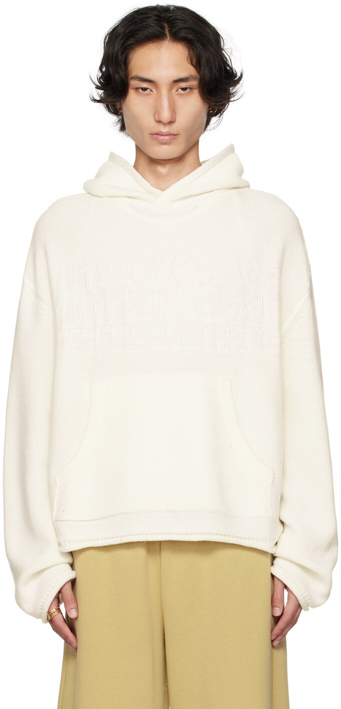 

Бело-белое жаккардовое худи MM6 Maison Margiela, Белый