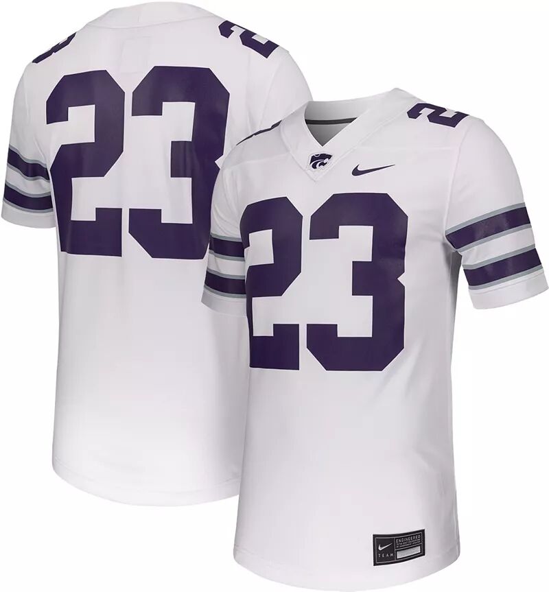 

Мужская белая футболка Nike Kansas State Wildcats #23 для выездного футбола