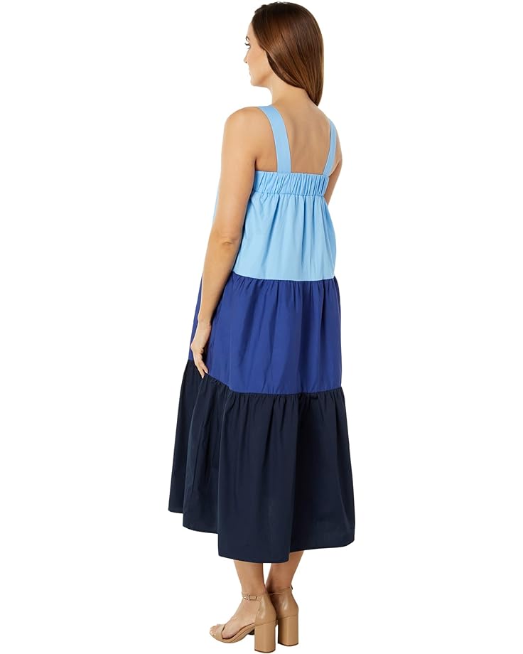 цена Платье MOON RIVER Sleeveless Multicolored Tiered Dress, синий мульти