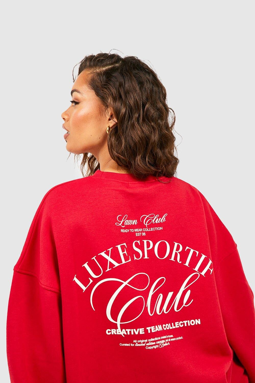 

Свитшот с принтом sports club Boohoo, красный