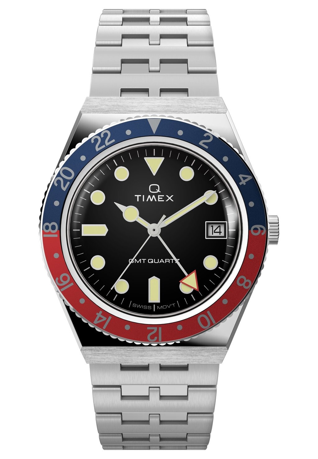 

Часы Q Timex Gmt Timex, цвет stainless steel