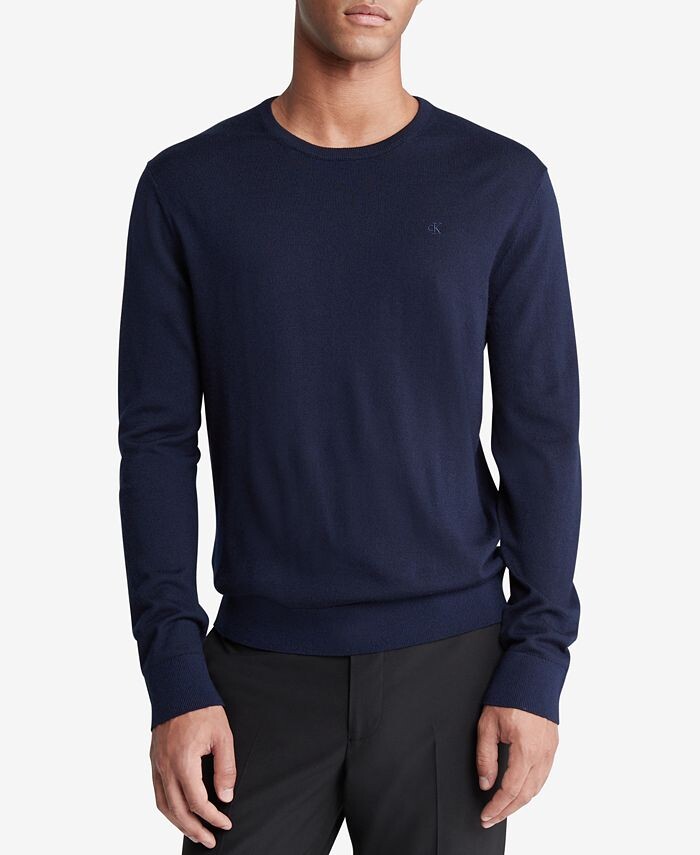 

Мужской свитер из очень тонкой шерсти мериноса Calvin Klein, синий