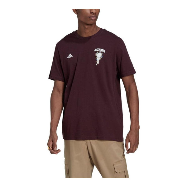 Футболка Men's adidas Character Printing Brand Logo Solid Color Round Neck Short Sleeve Dark Sauce Purple T-Shirt, мультиколор