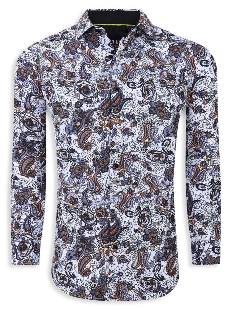 

Рубашка Performance Slim Fit с узором пейсли Azaro Uomo, цвет White Multicolor