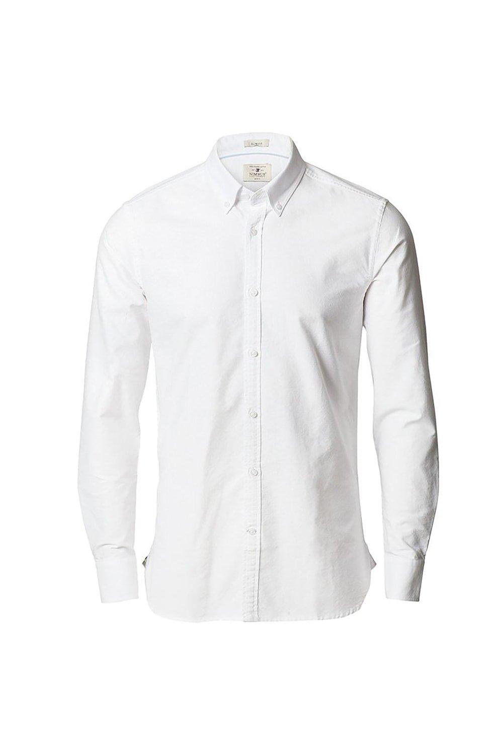 Оксфордская рубашка узкого кроя с длинными рукавами Rochester Nimbus, белый бриджи luhta светлые 44 46 размер