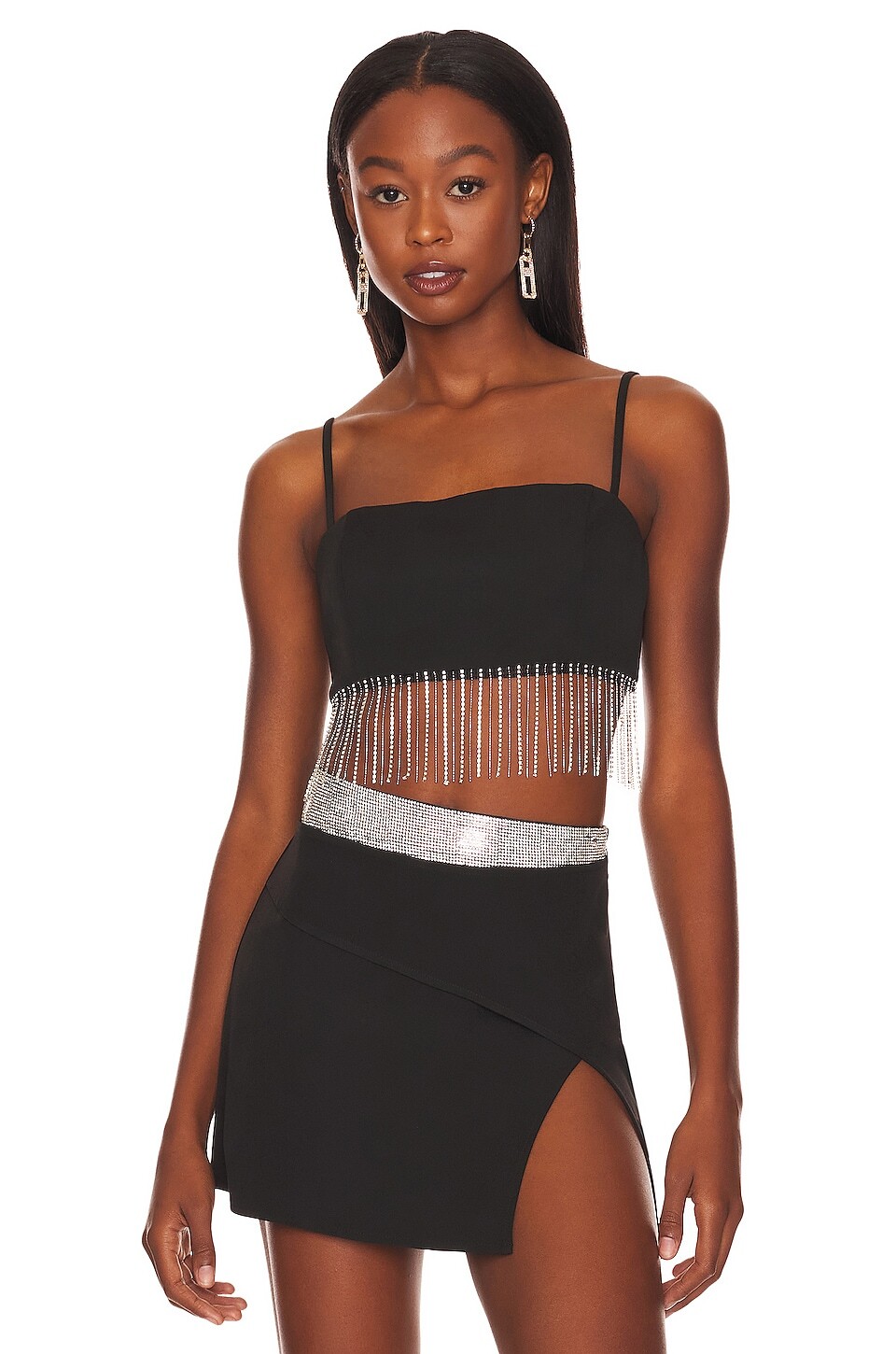 

Топ superdown Irina Crystal Fringe, черный