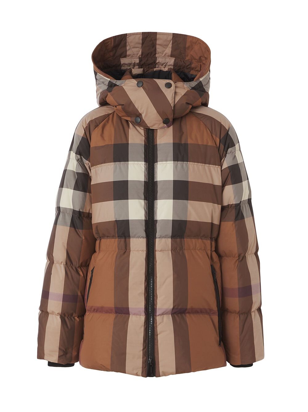 

Пуховик в клетку с молнией Burberry, коричневый