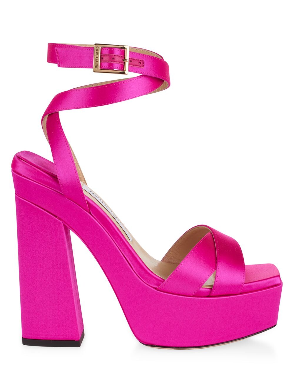 

Сатиновые сандалии Gaia 140 на платформе Jimmy Choo, фуксия
