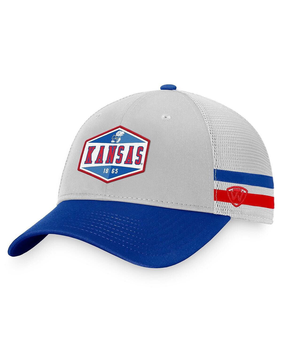 

Мужская серая кепка Royal Kansas Jayhawks в трехцветную полоску Snapback Top of the World