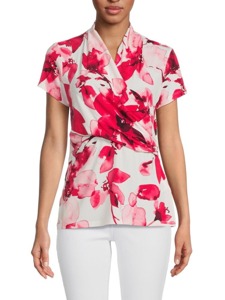 Топ с запахом и принтом Dkny, цвет Pomegranate Multi