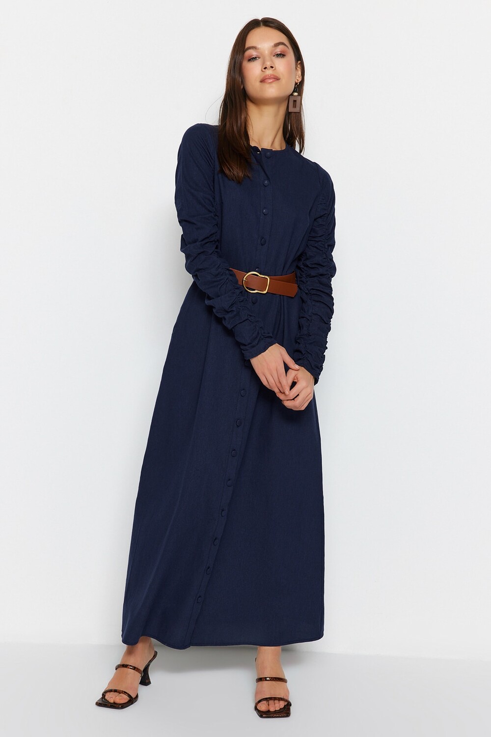 

Платье - Темно-синий - Платье-рубашка Trendyol Modest, темно-синий