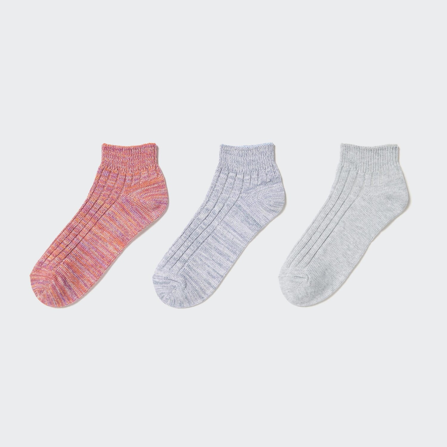 

Короткие носки, 3 пары (смесовая пряжа в рубчик) UNIQLO, розовый