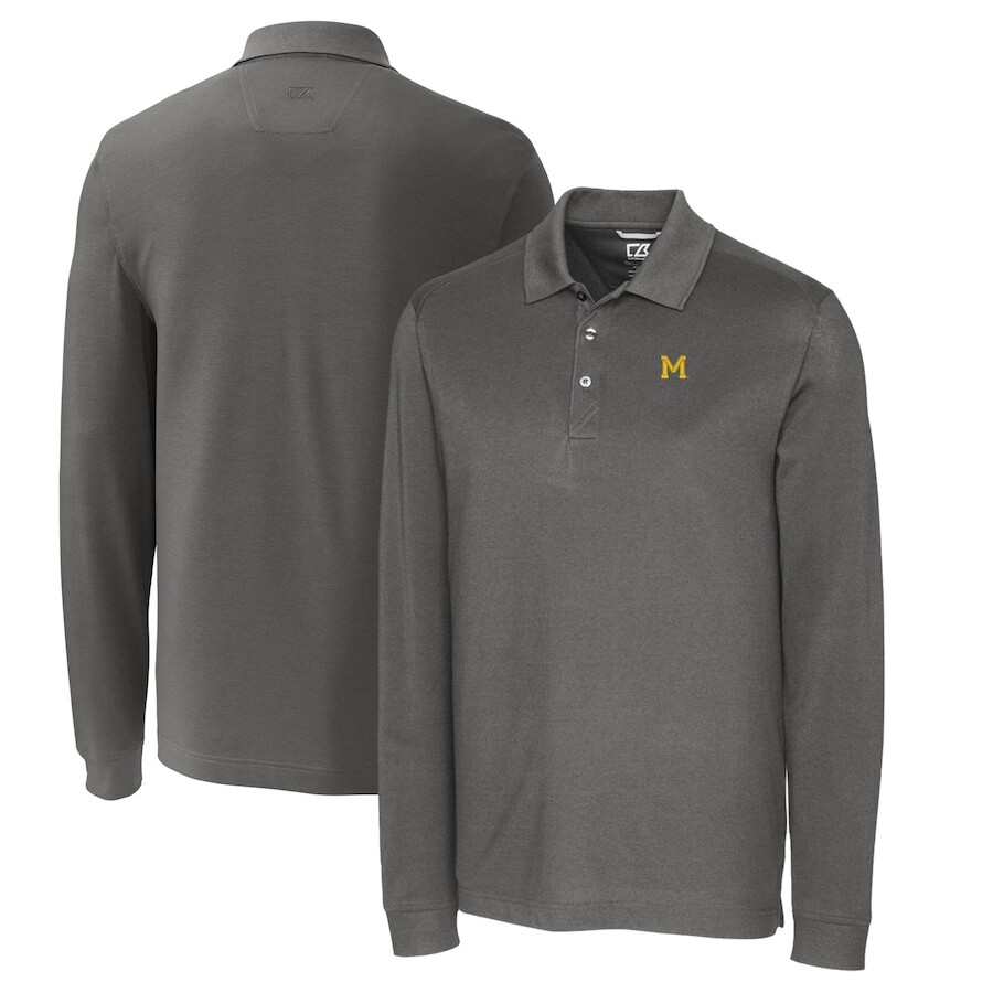 

Поло с длинным рукавом Cutter & Buck Michigan Wolverines, стальной