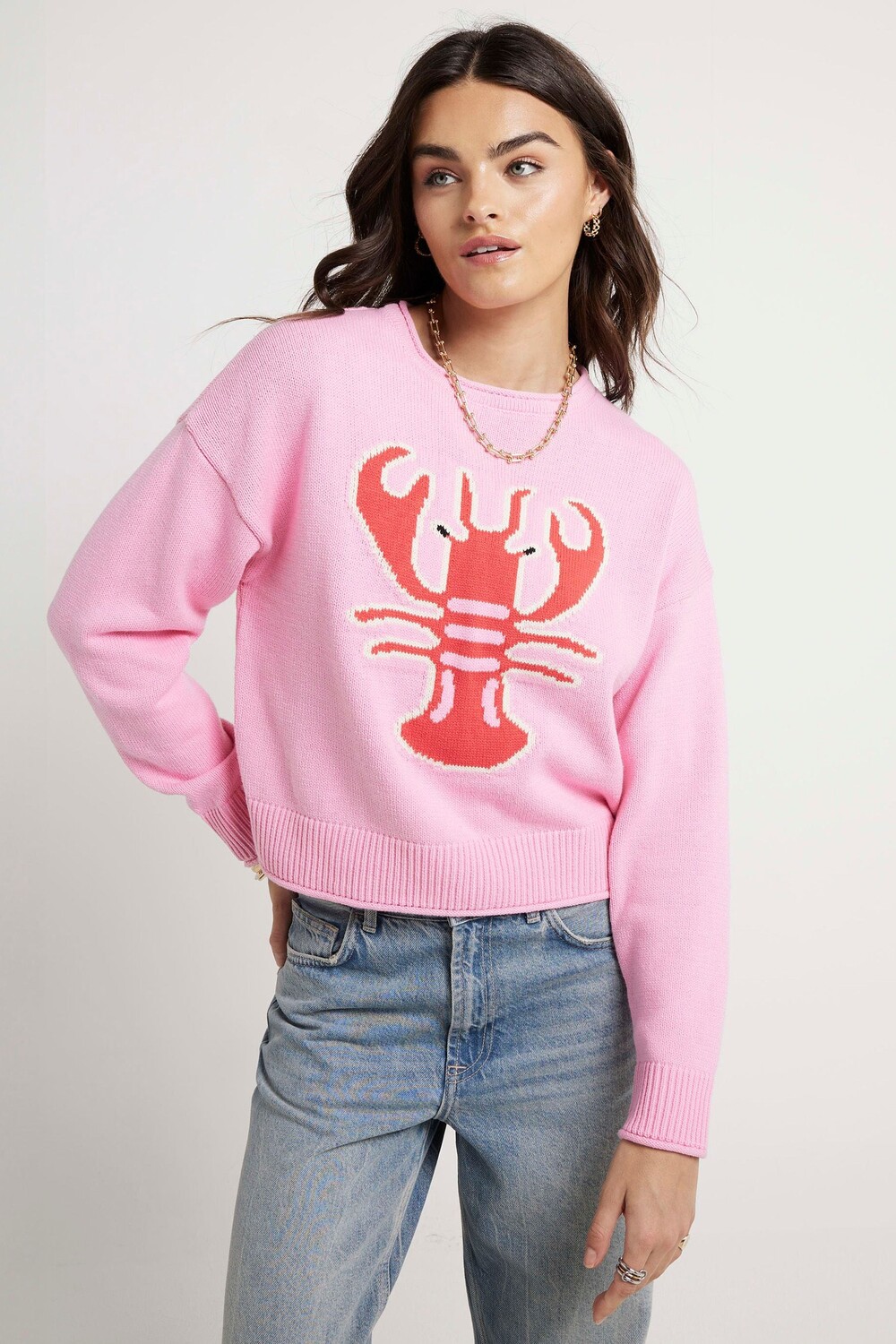 

Джемпер с рисунком лобстера River Island, розовый