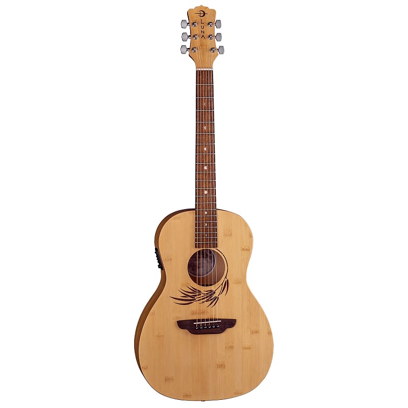 Акустическая гитара Luna Woodland Bamboo Parlor Acoustic-Electric Guitar, Natural, WL BAMBOO PAR E