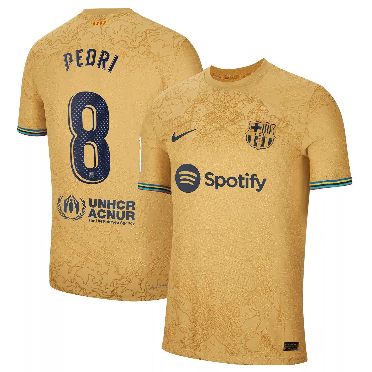 

Мужская выездная футболка Pedri Gold Barcelona 2022/23 Authentic Player Nike