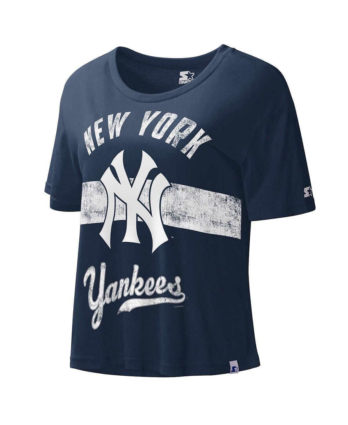 

Женский укороченный топ темно-синего цвета New York Yankees Cooperstown Collection Record Setter Starter, темно-синий