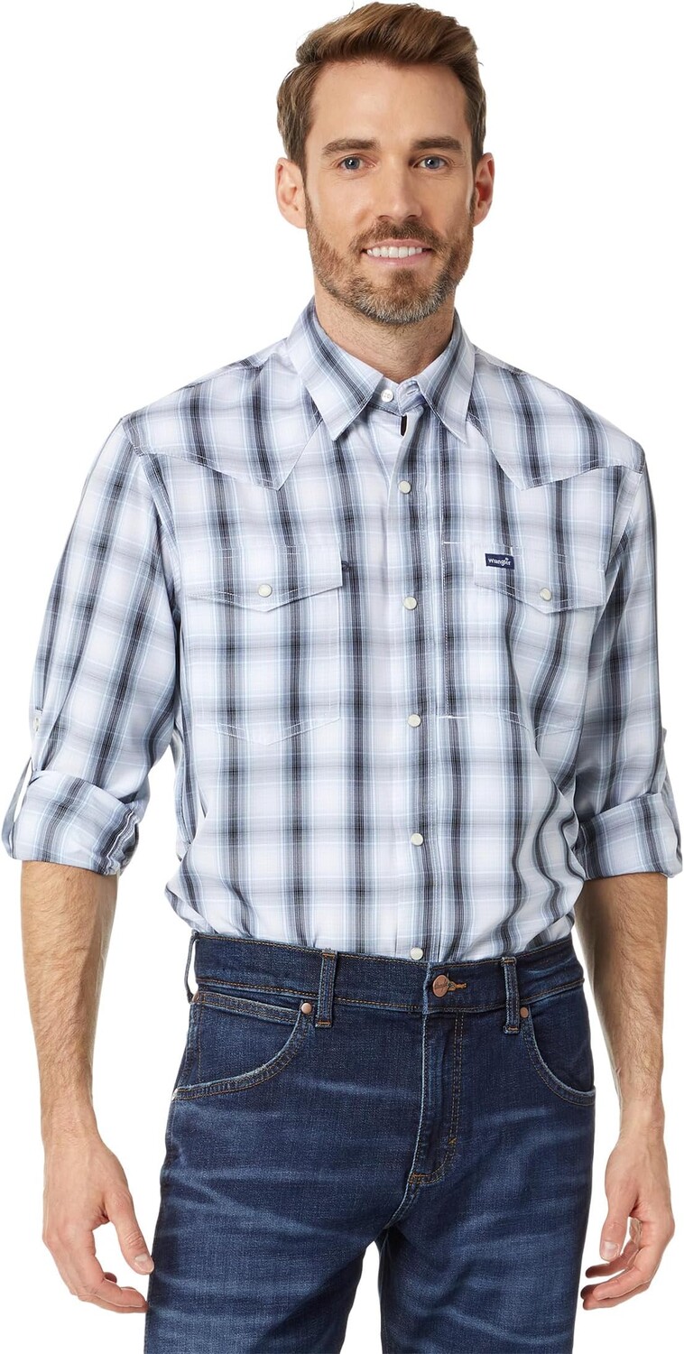 

Рубашка Performance Long Sleeve Snap Plaid Wrangler, цвет Blue/White