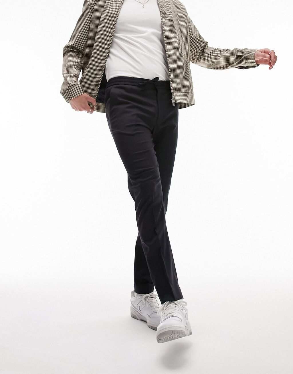 

Темно-синие брюки-скинни с эластичным поясом Topman, Синий