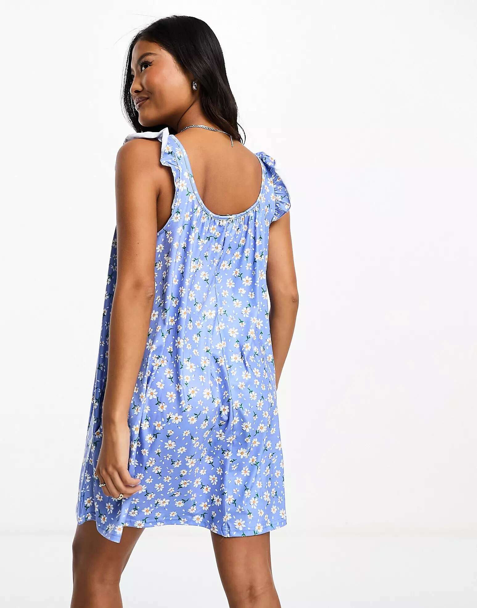 In The Style Синее мини-платье с завязками на плечах и принтом Stacey Solomon