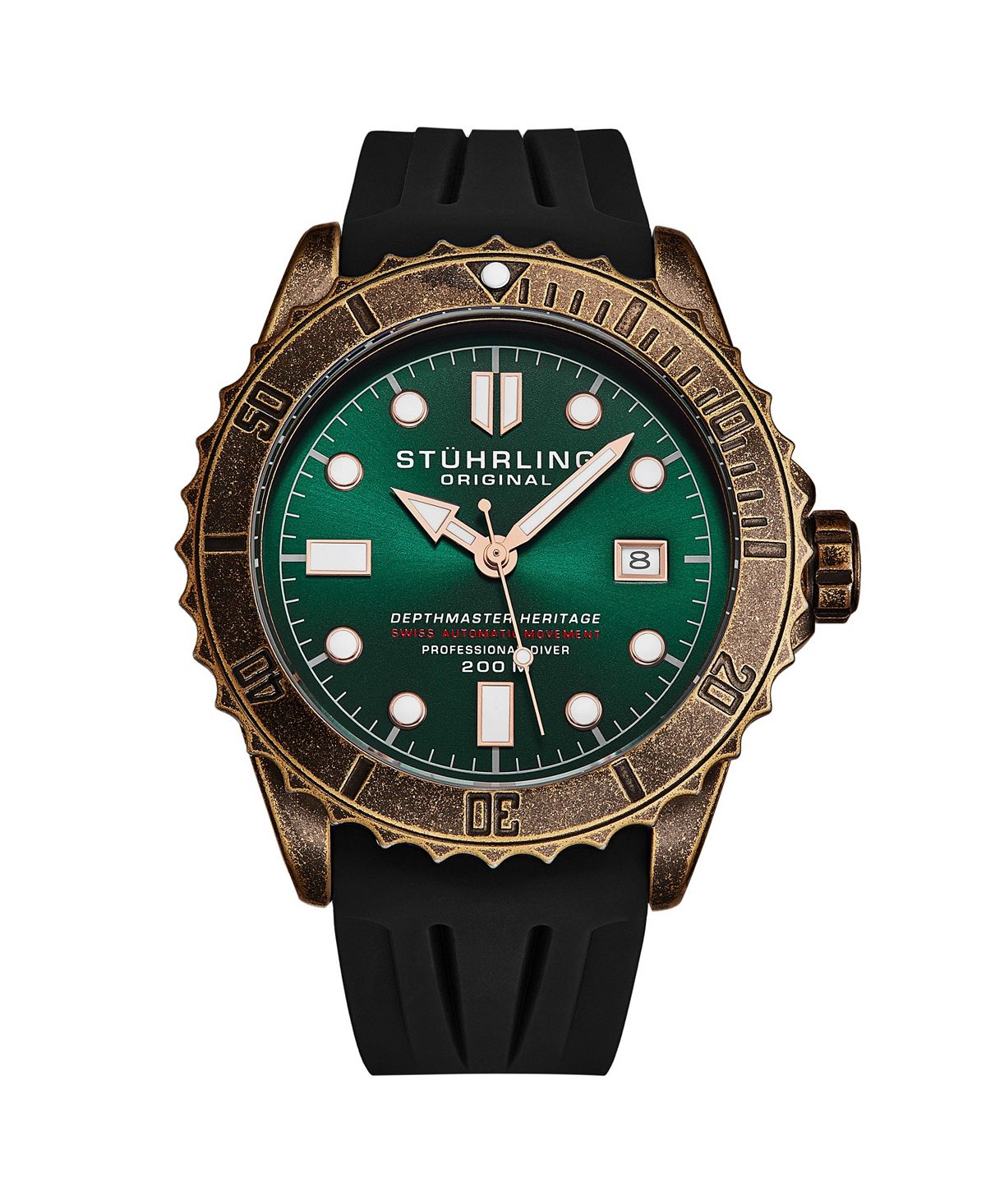 цена Мужские часы Aquadiver, черная резина, двухцветный циферблат, круглые часы 44 мм Stuhrling