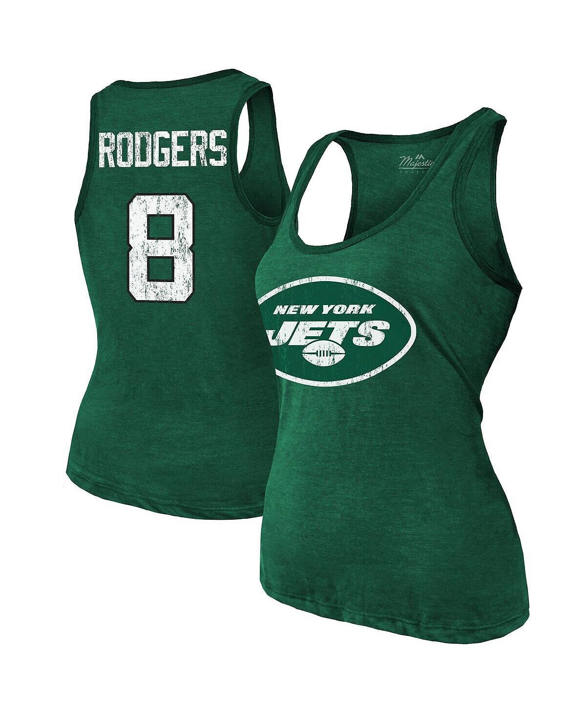 

Женские нитки Aaron Rodgers Green New York Jets Имя и номер игрока Майка Tri-Blend Majestic, зеленый