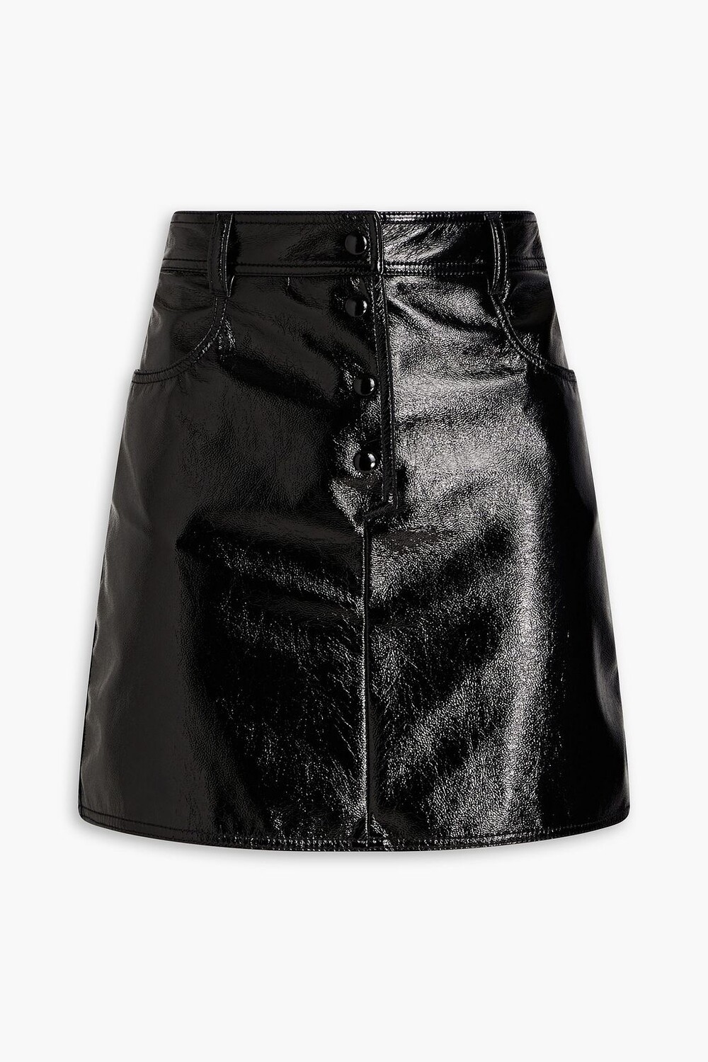 

Мини-юбка из жатой искусственной лакированной кожи MSGM, черный