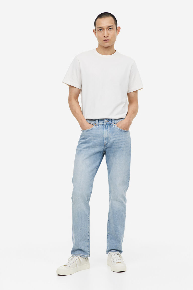 Прямые джинсы стандартного кроя H&M, синий цена и фото