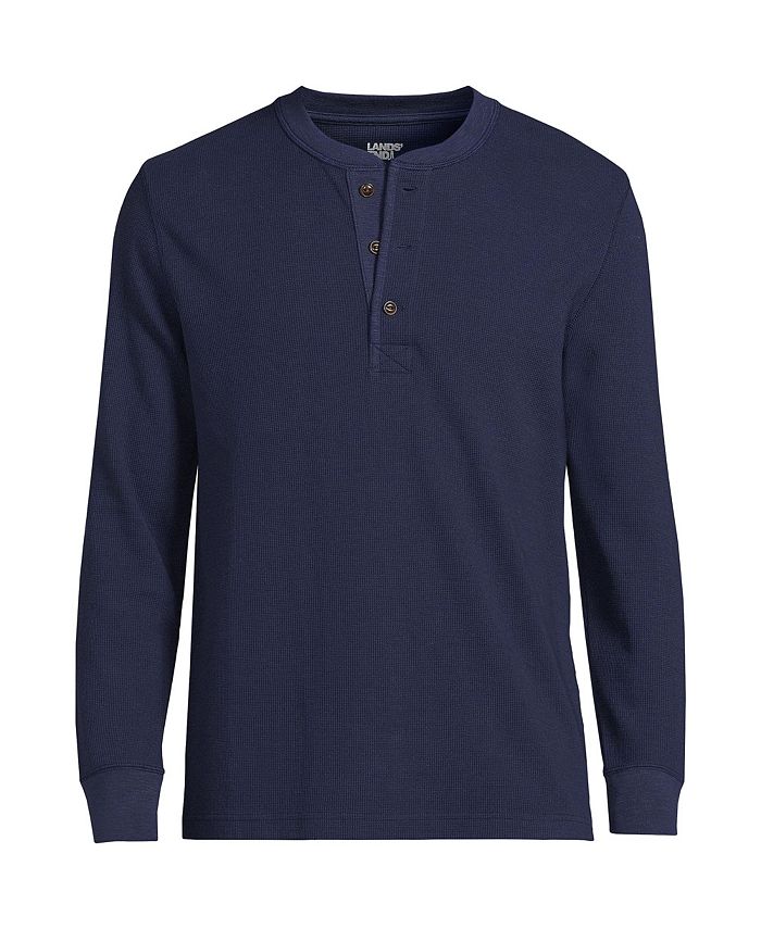 цена Мужская футболка с длинными рукавами Comfort-First Thermal Waffle Henley Lands' End, синий