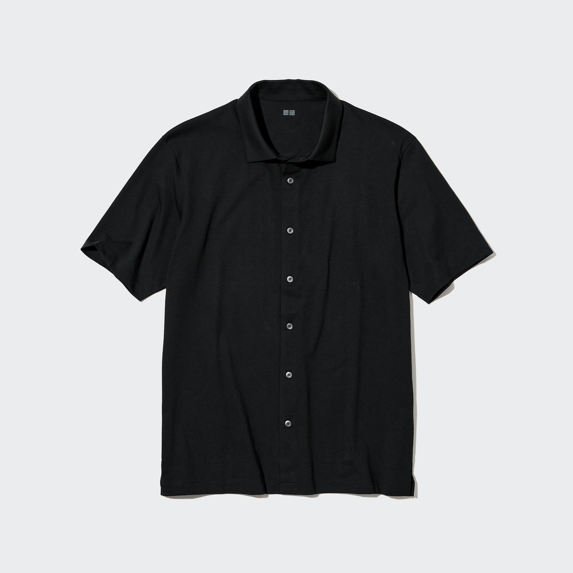 Рубашка-поло Uniqlo AIRism с открытым рукавом, черный рубашка поло uniqlo airism long sleeved черный