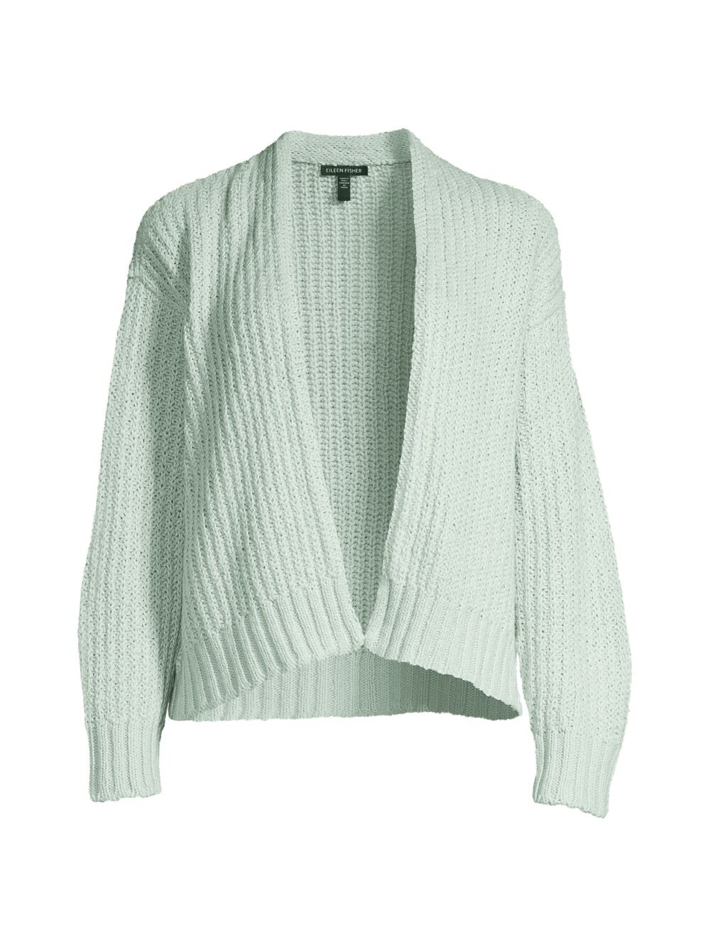 

Хлопковый вязаный кардиган в рубчик с длинными рукавами Eileen Fisher