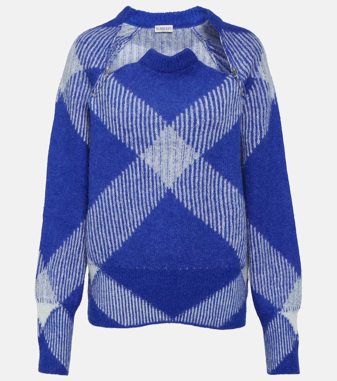 цена Клетчатый свитер из смесовой альпаки Burberry, синий