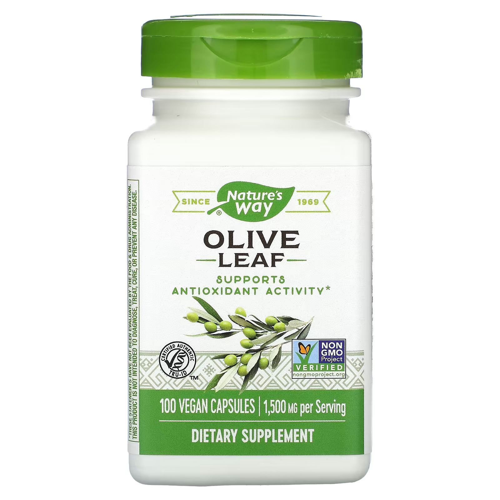 Пищевая добавка Nature's Way Olive Leaf 1500 мг, 100 веганских капсул