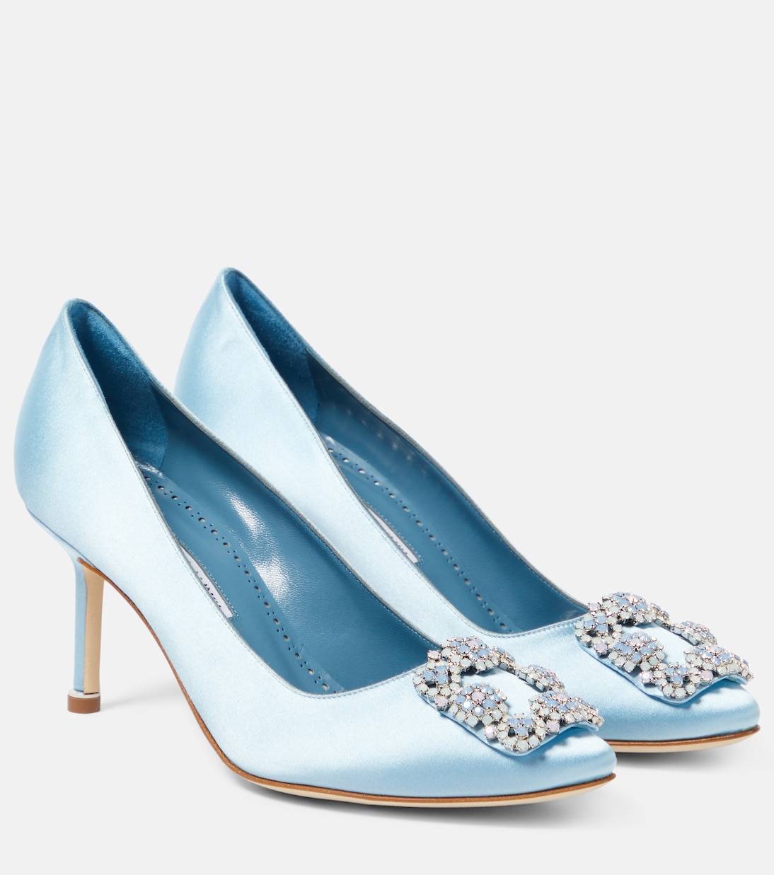 Атласные туфли hangisi 70 с декором Manolo Blahnik, синий