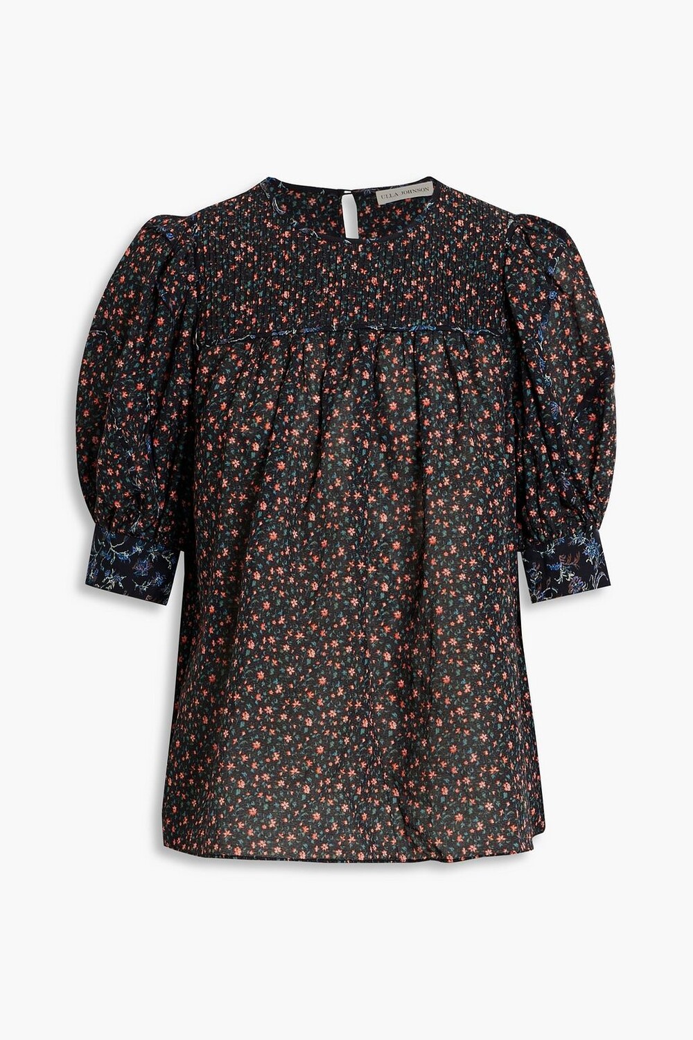 

Топ Stella из вуали с цветочным принтом и защипами ULLA JOHNSON, синий
