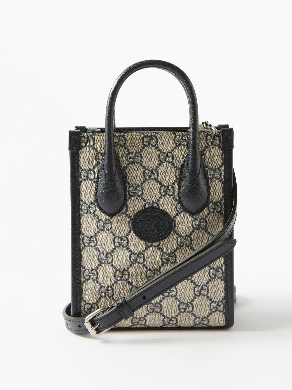 

Сумка-тоут mini gg из ткани и кожи Gucci, черный