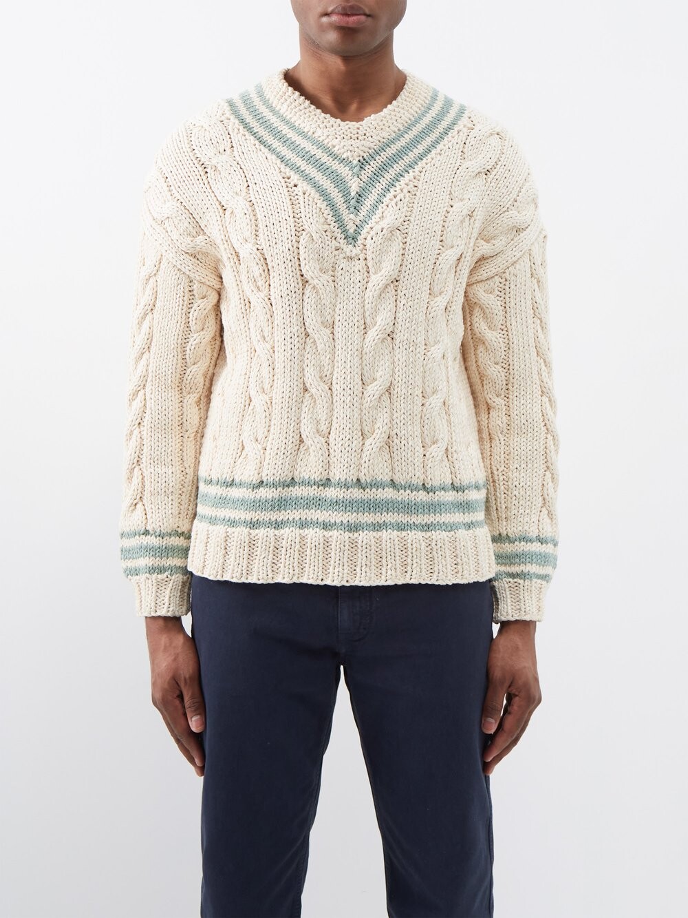 

Шерстяной свитер косой вязки v-collegium Visvim, бежевый