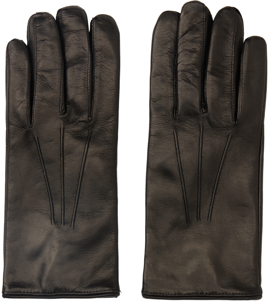 Черные перчатки в полоску Paul Smith с фирменной полоской черные трикотажные перчатки с логотипом hunter в красную полоску